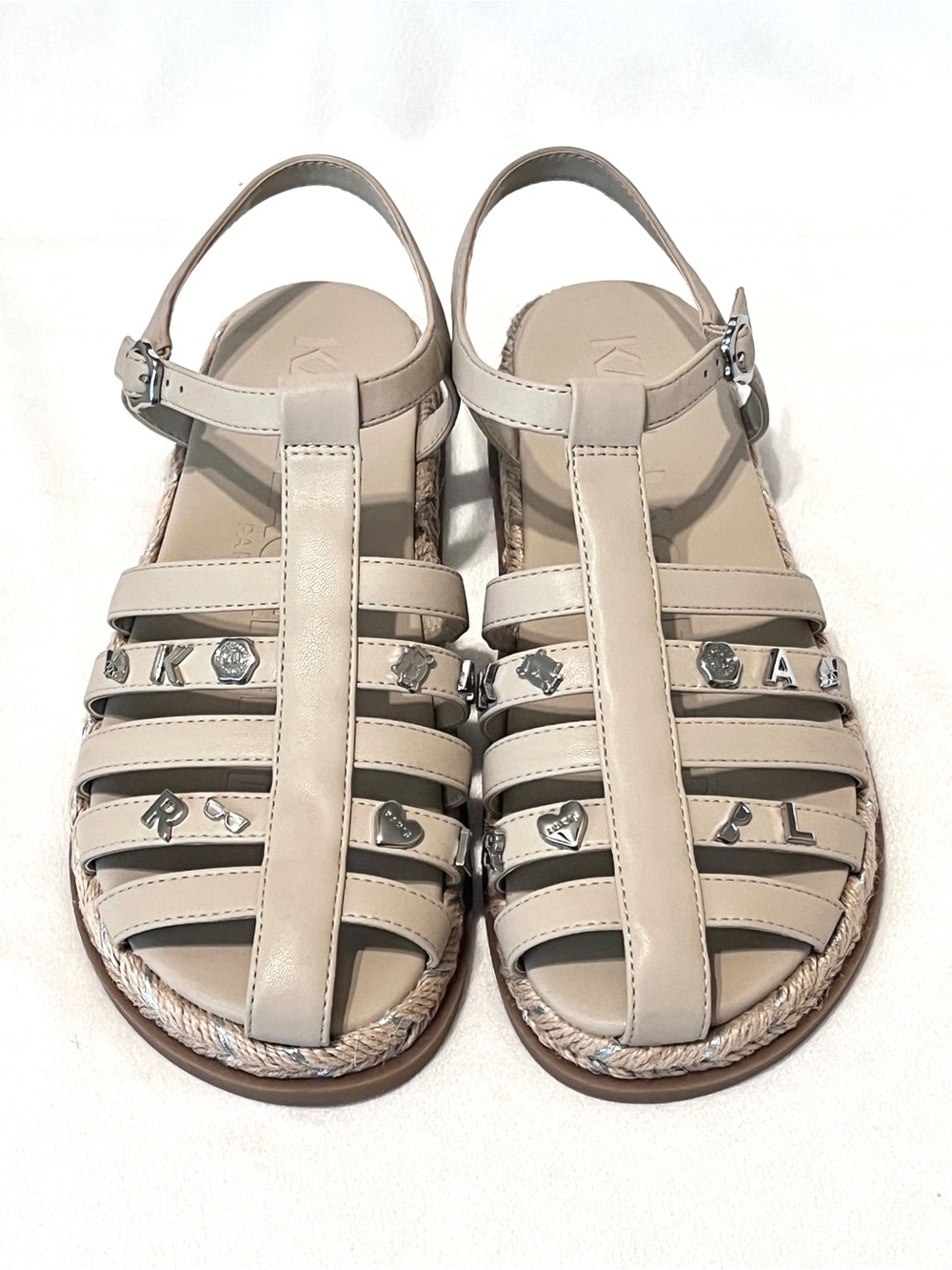 Karl Lagerfeld Chaselyn Fisherman Espadrille Sandals Nude 7.5 NWOT